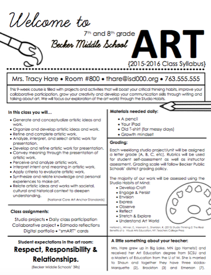 Art Class Syllabus For K 12 Students The Art Of Education University