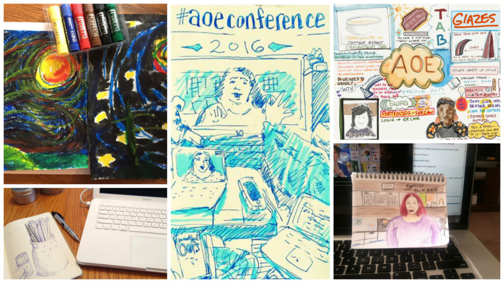 collage of sketches from conference participants