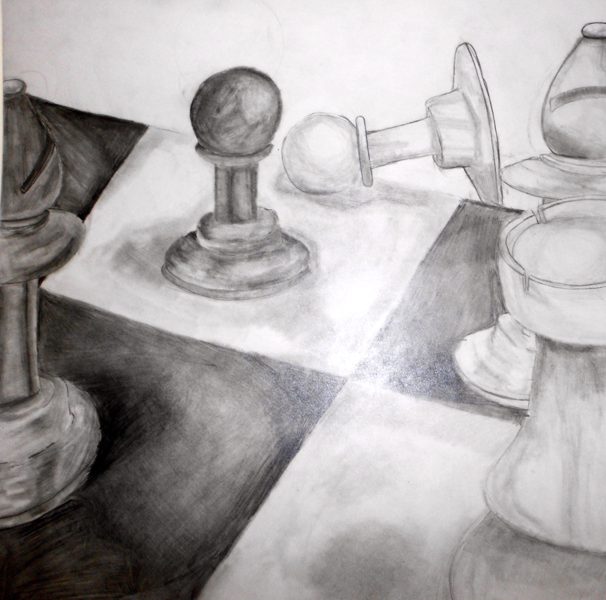 drawing of chess pieces on a chess board