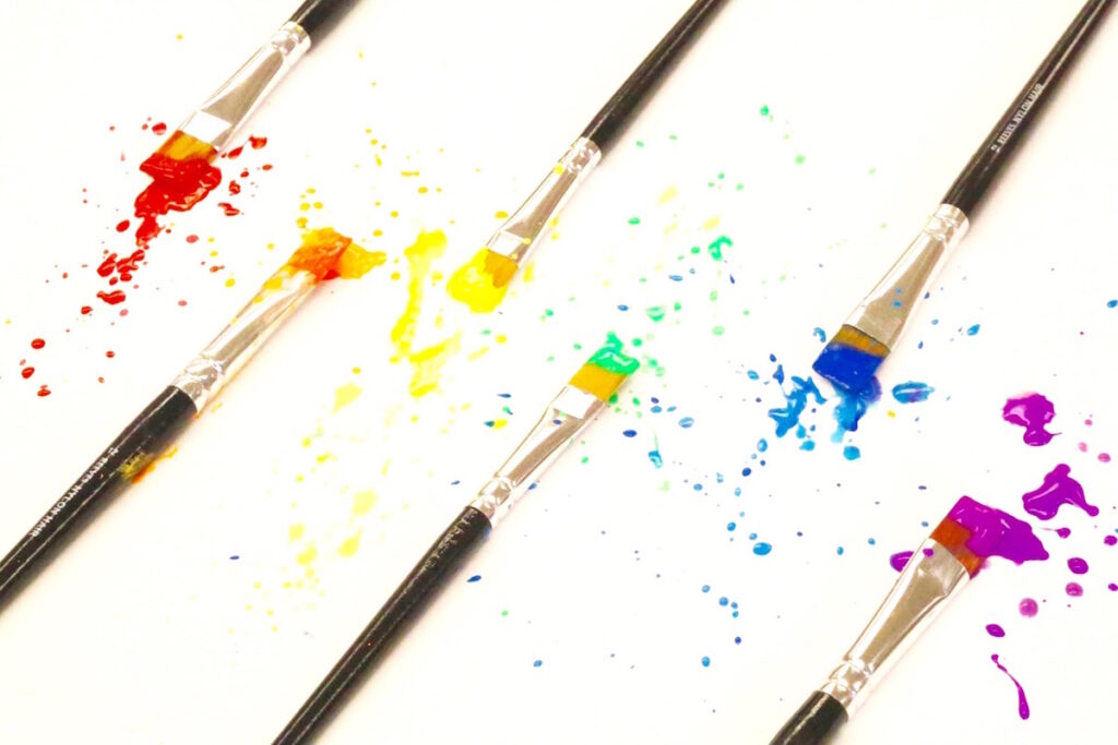 paintbrushes in rainbow order