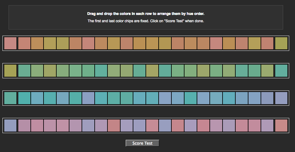 screenshot of hue acuity test