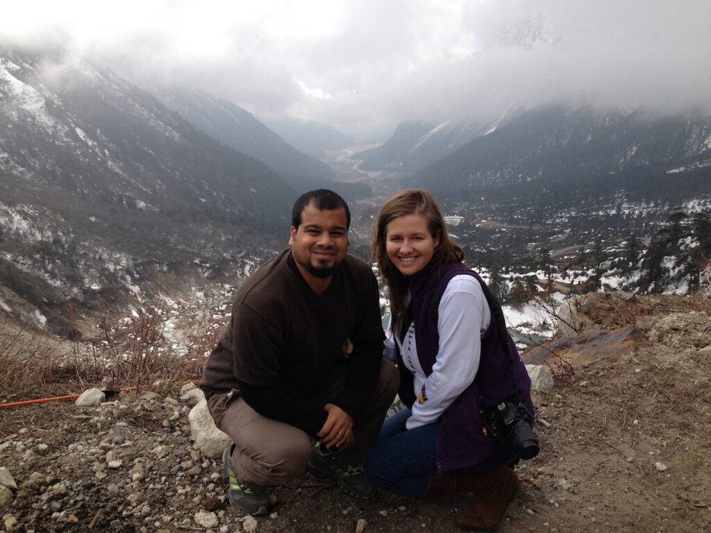 Amy and husband at Himalayan mountains