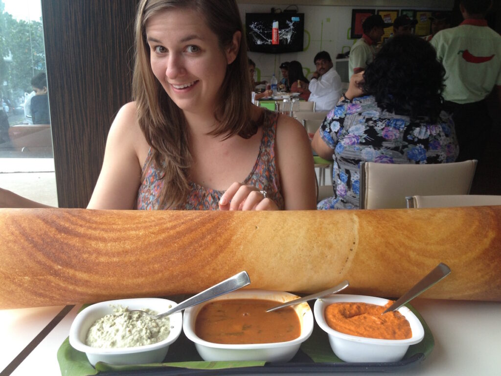 Amy with Indian Food