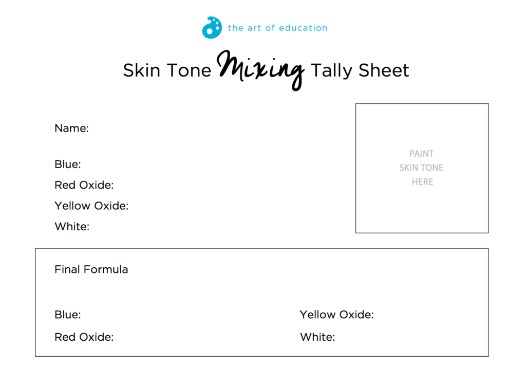 Skin Tone Mixing Tally Sheet