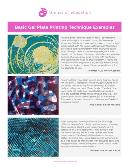 Basic Gel Plate Printing Technique Examples - The Art of Education ...