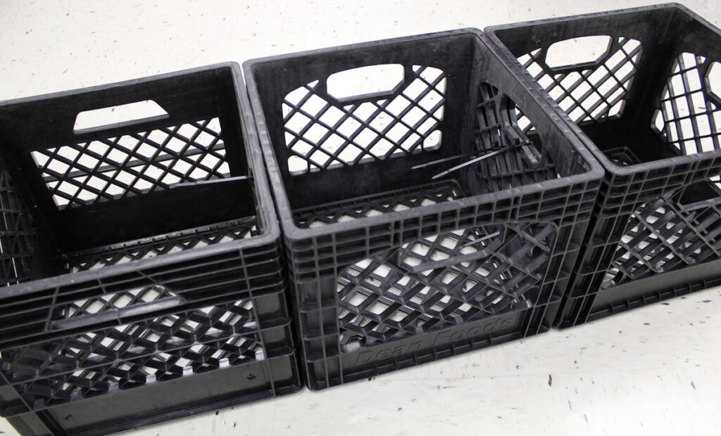 milk crates attached to each other