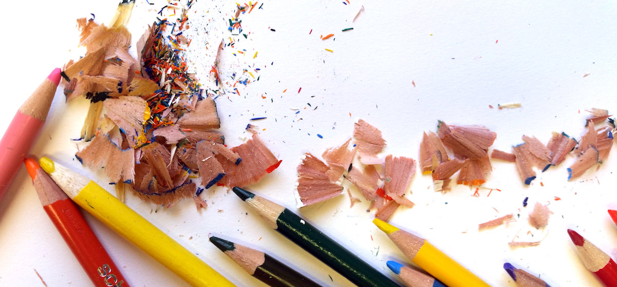 colored pencils with shavings