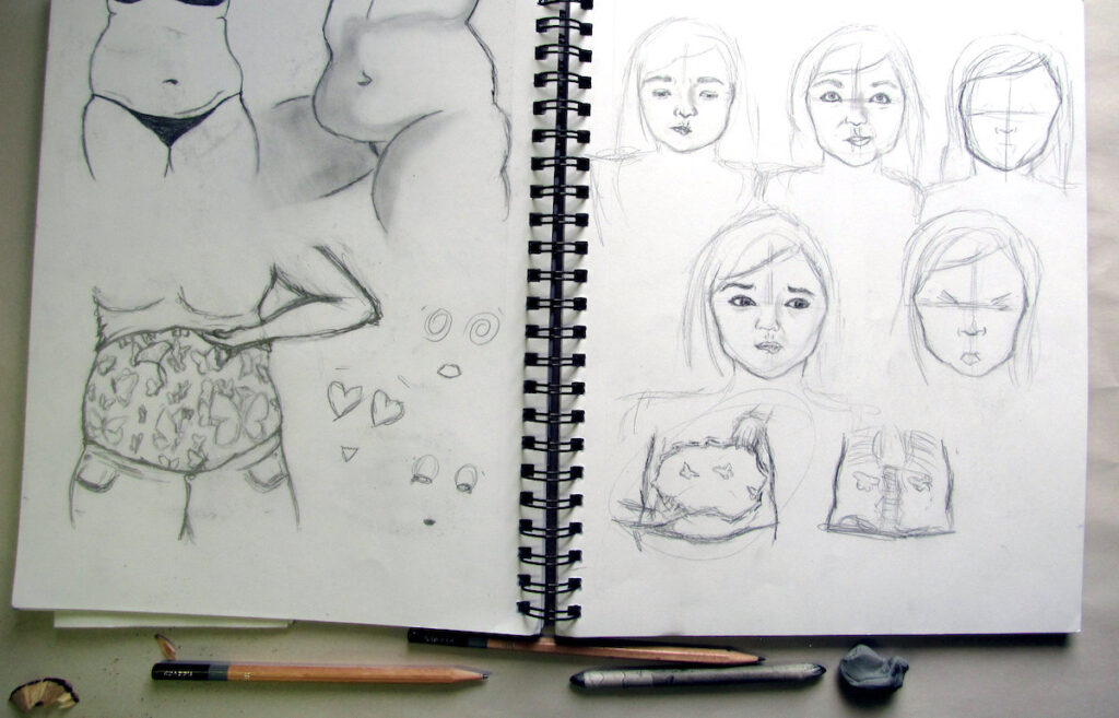 sketches in sketchbook