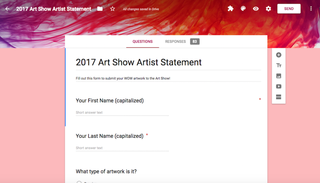 artist statement google form