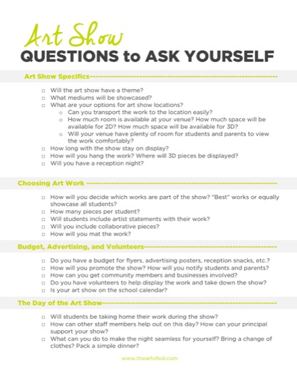 Art Show Questions to Ask Yourself - The Art of Education University