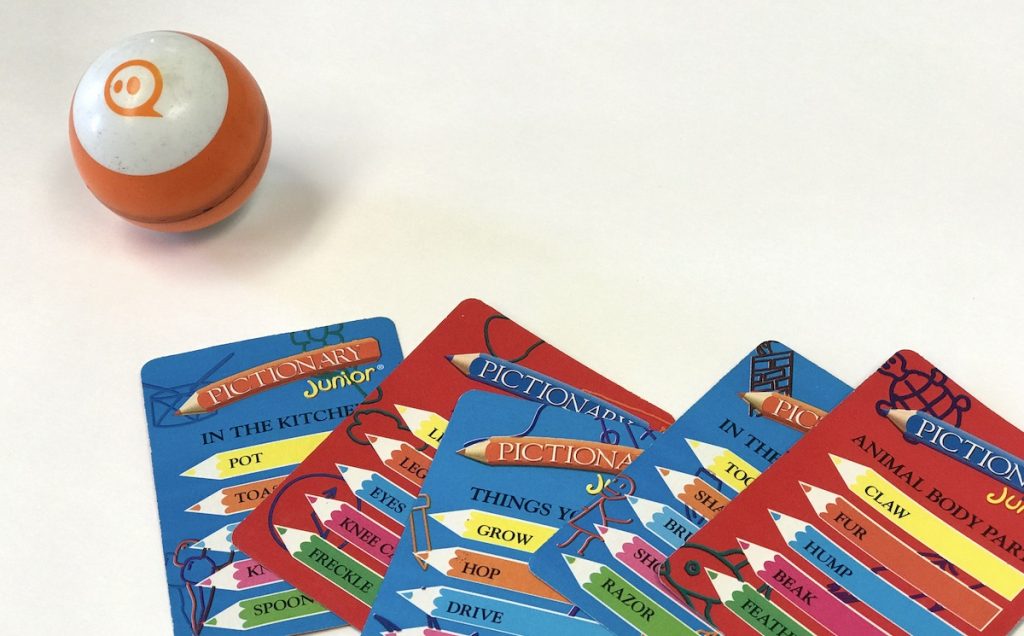 Sphero and Pictionary cards