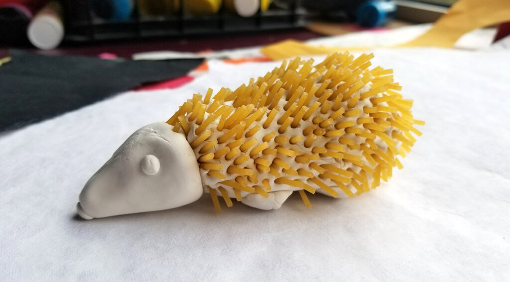 hedgehog sculpture done by student