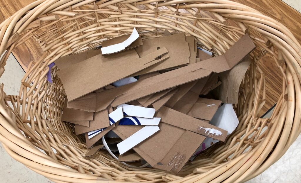 basket of cardboard