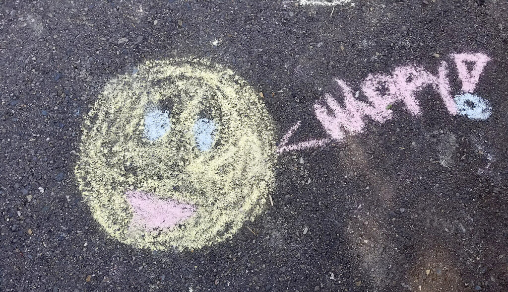 student chalk drawing