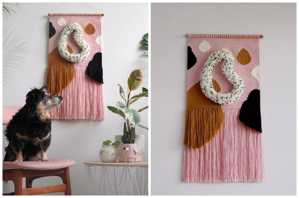 two images of wall hangings