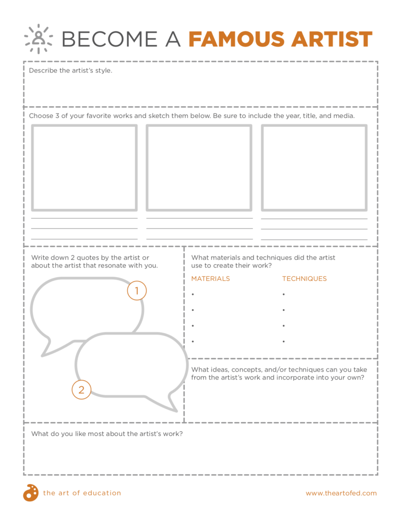 Become a Famous Artist Worksheet