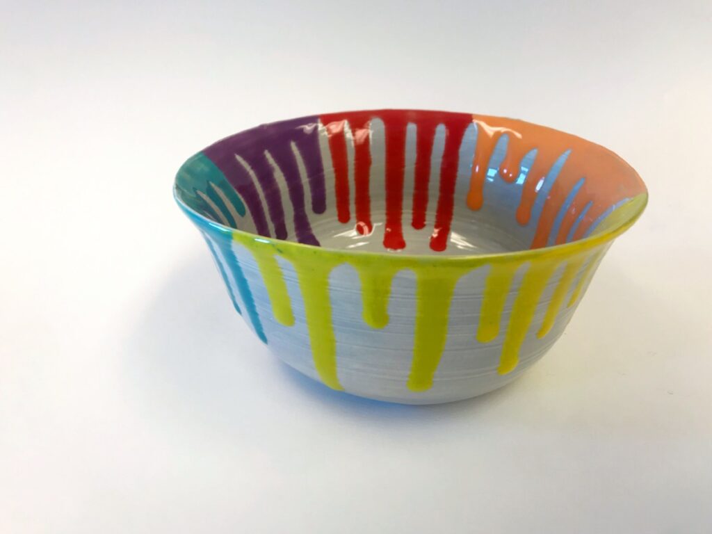 ceramics piece with rainbow glaze