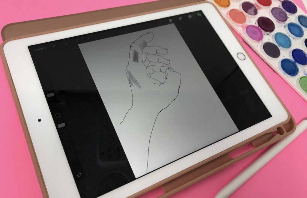 iPad with digital drawing