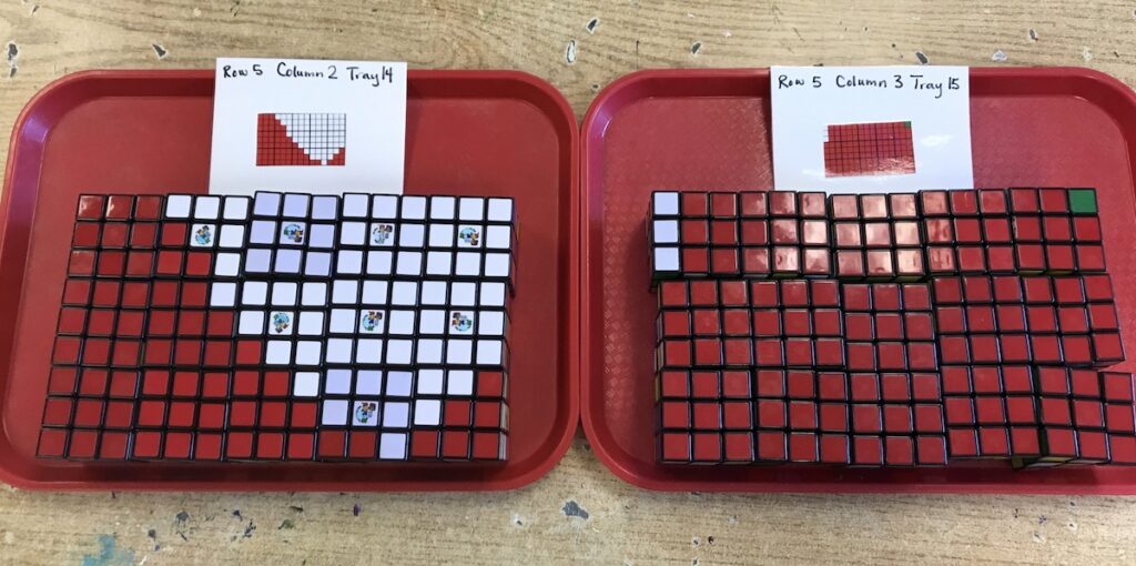 Trays with Rubik's Cubes