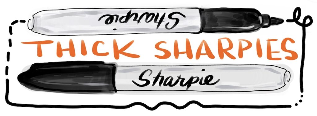 Digitally drawn Sharpie label