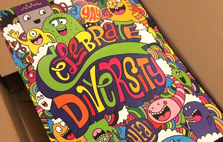 image of notebook cover that says celebrate diversity