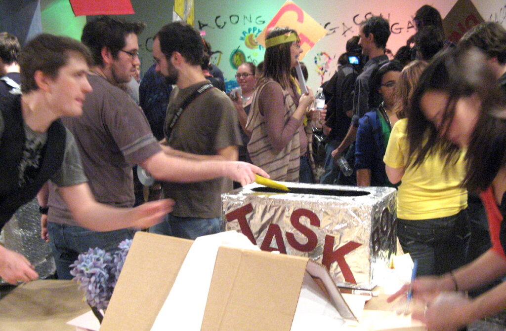 Image of people at a task party