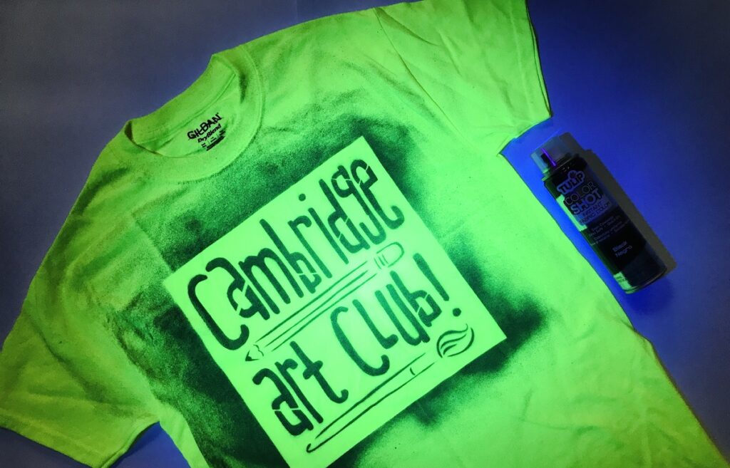 Art Club T-Shirt made with blacklight