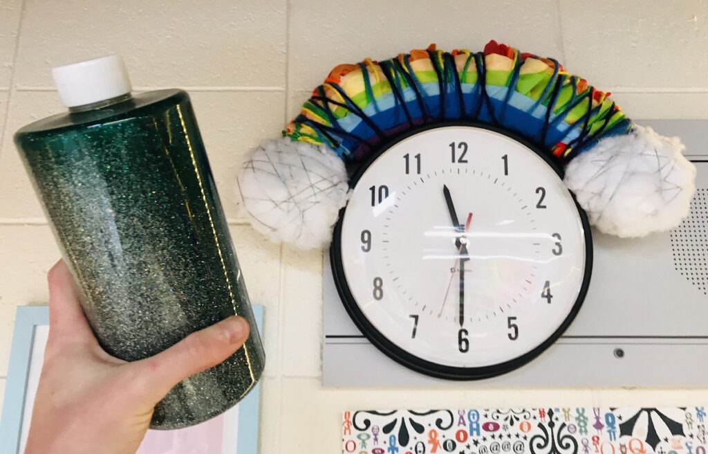 Clock and glitter jar