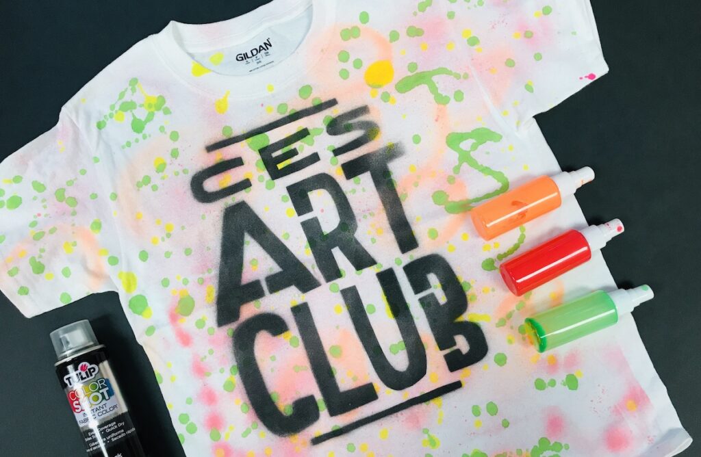 Art Club t-shirt made with spray paint