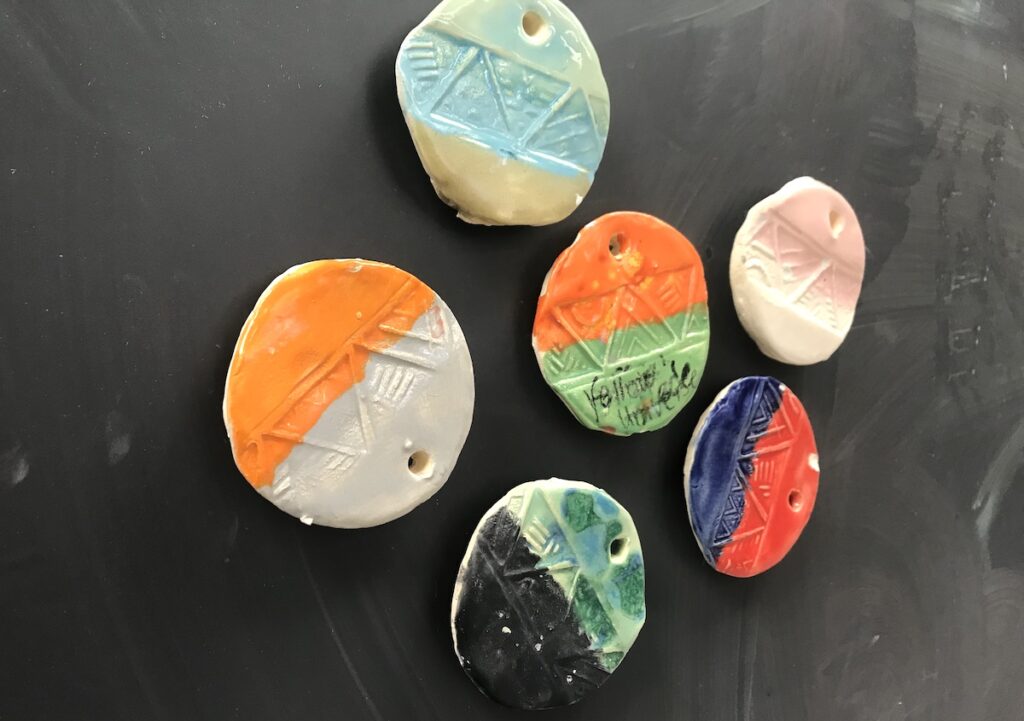 Clay test tiles used as magnets