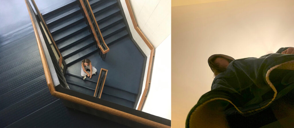 student photo artwork with stairs and self-portrait