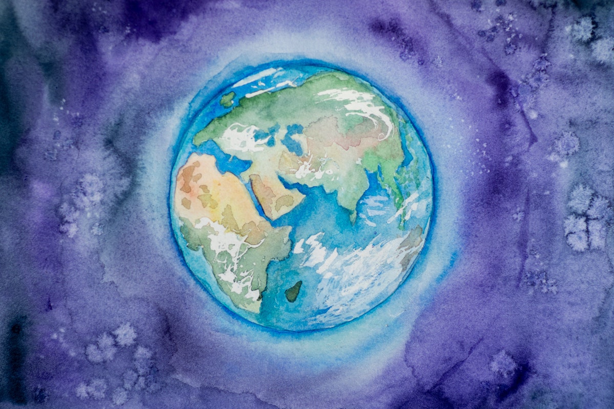 watercolor painting of the earth