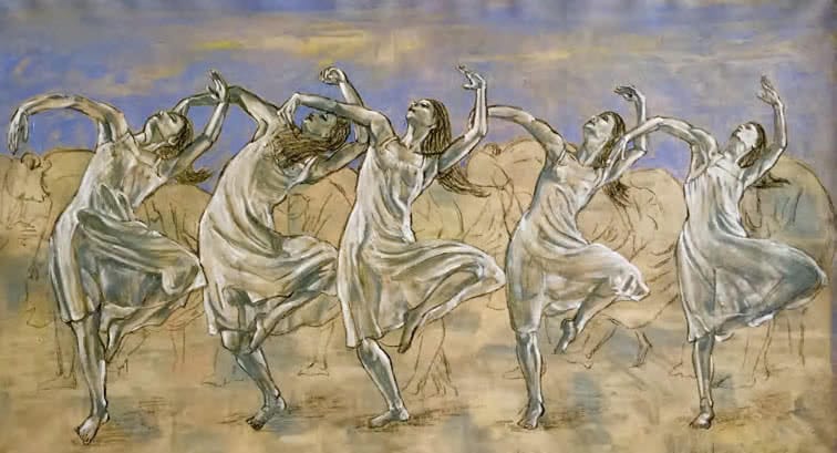 five dancing women in "Le Sacre du Printemps" by Wolfgang Beltracchi