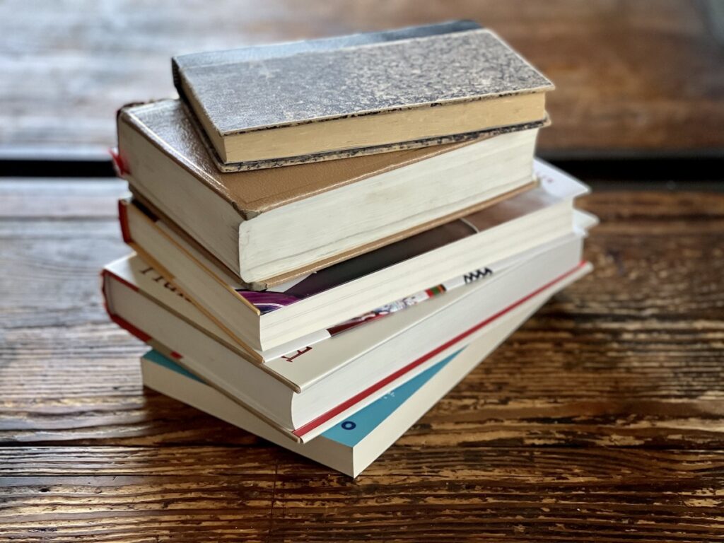 stack of older books