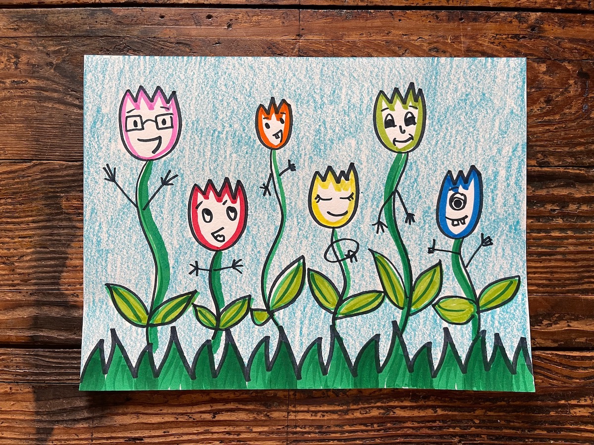 illustrated tulips dancing 