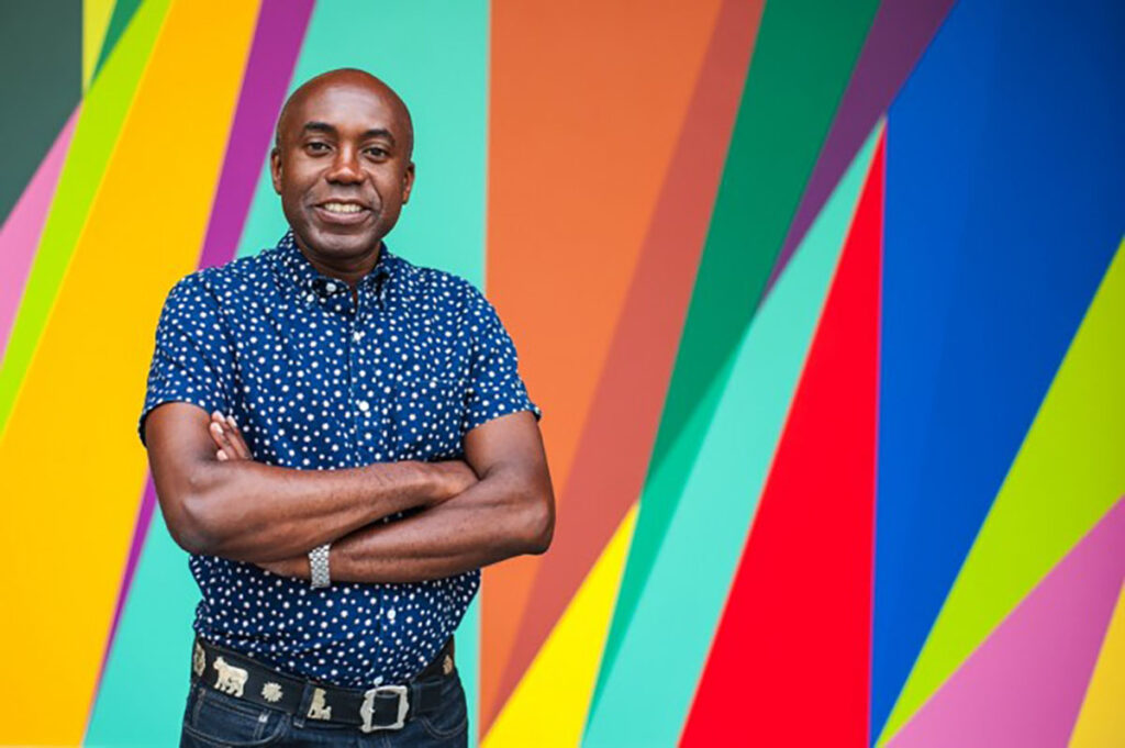 odili donald odita with his painting