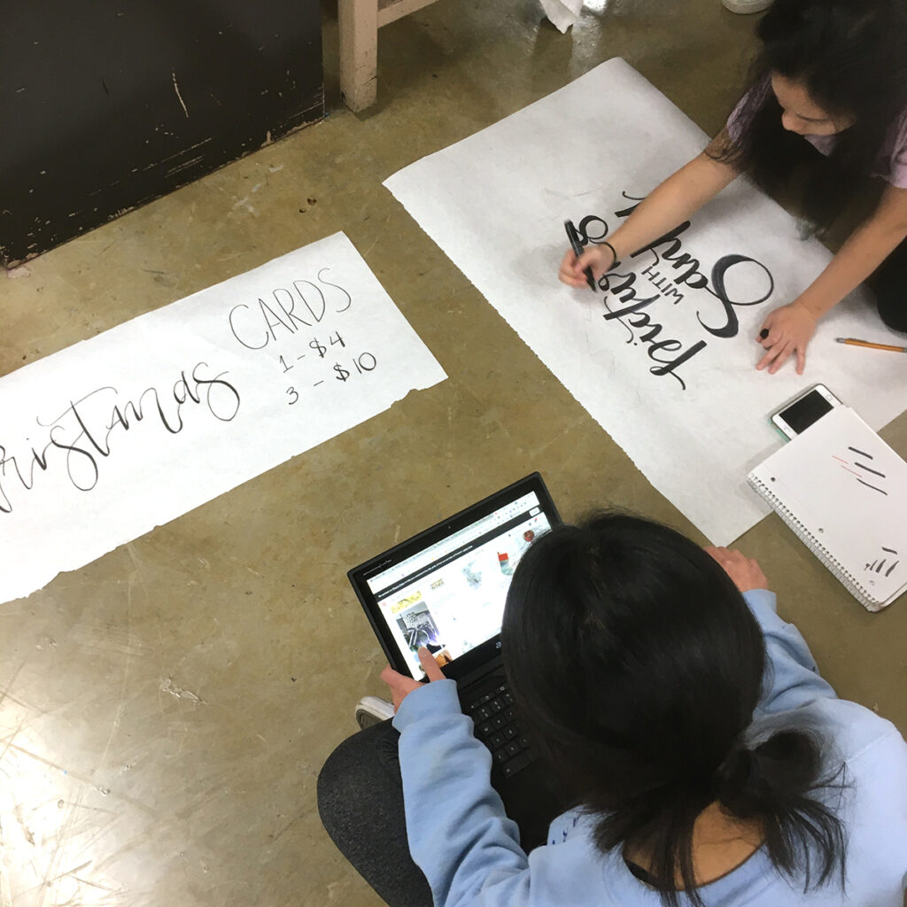students making signs