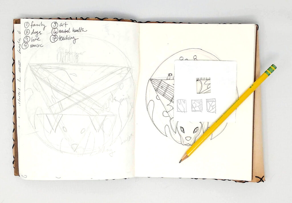viewfinder example with sketchbook