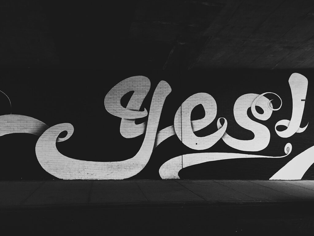 mural with big word yes