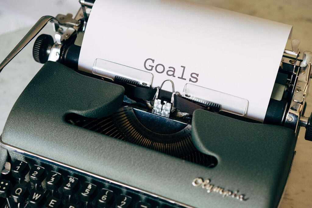 goals typed on typewriter