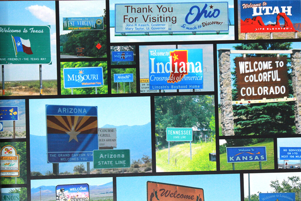 travel signs collage