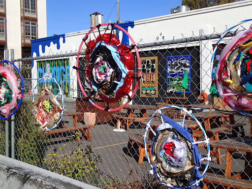 artwork on chain fence