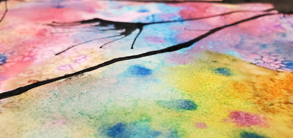 watercolor and salt closeup