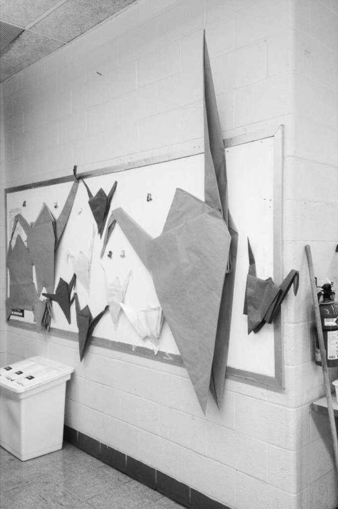 origami crane bulletin board display