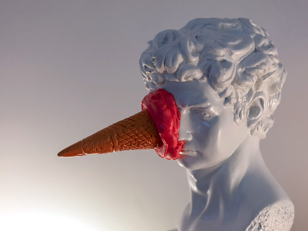ice cream cone on bust