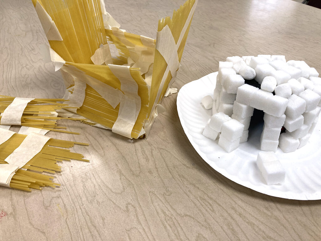 pasta and sugar cube art