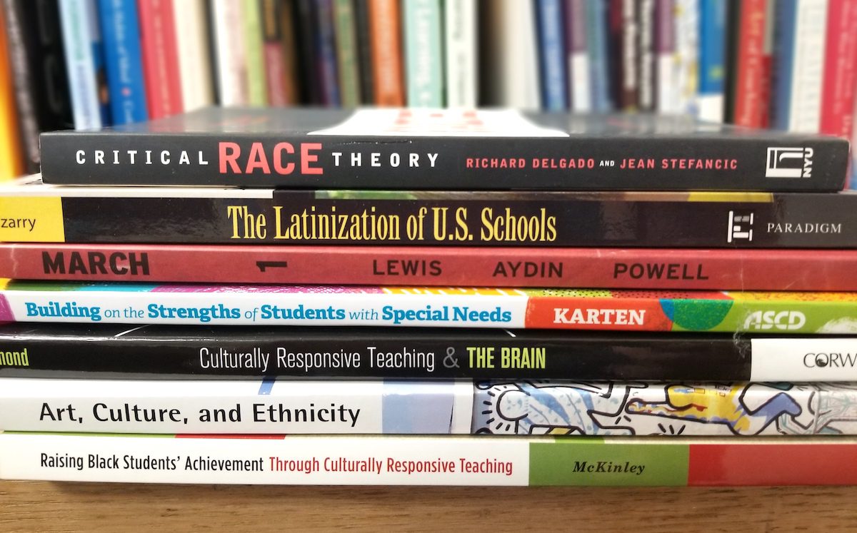 image of books about marginalized identities