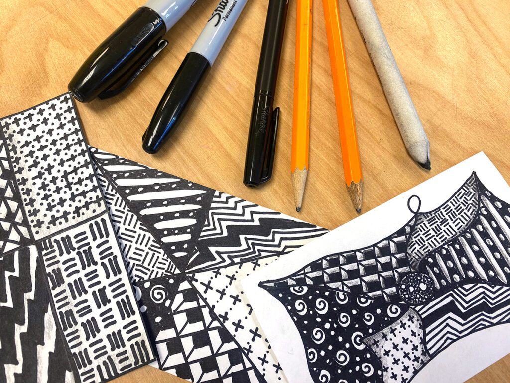 zentangle drawings and markers