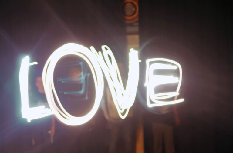 light painting of the word "love"