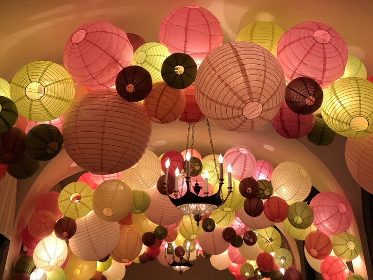 ceiling of paper lanterns